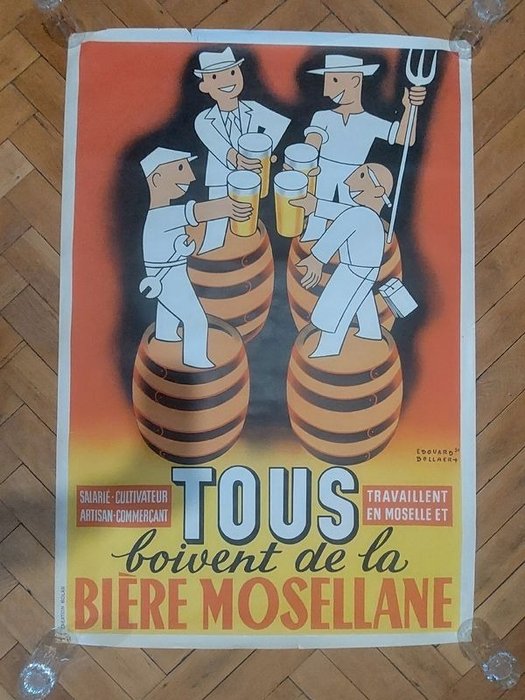 Edouard Bollaert Bolar - Tous boivent de la bière Mosellane - 1950er Jahre