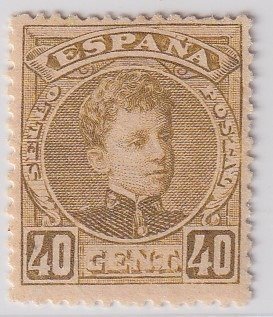 Spanien  - 1901 - Alfonso XIII - 40c oliven - Edifil 250