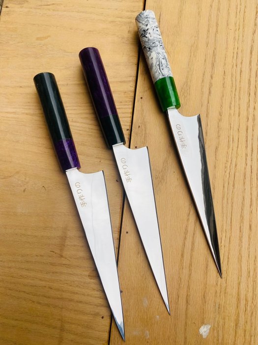 Couteau de cuisine - Kitchen knife set -  Couteaux de cuisine en forme d'aiguille d'artisanat japonais - Acier blanc japonais - Japon