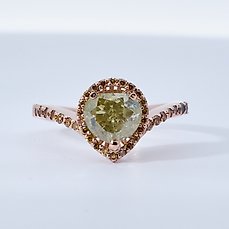 Zonder Minimumprijs – Ring Roze goud Diamant  (Natuurlijk)