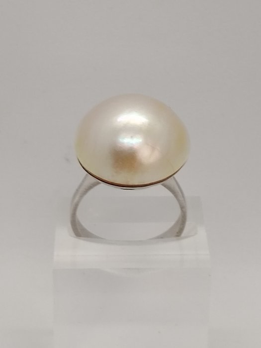 Ring - 18 kt Weißgold Perle 