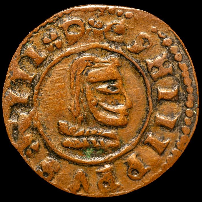 Spanje. Felipe IV (1621-1665). 8 Maravedís 1663 Ceca Sevilla  (Zonder Minimumprijs)