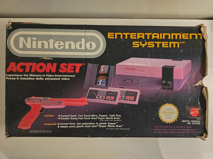 Nintendo - Very Rare MATTEL Nintendo ACTION SET 1985 Nes Boxed with UPPER inlay, , - Videopelisetti - Alkuperäispakkauksessa