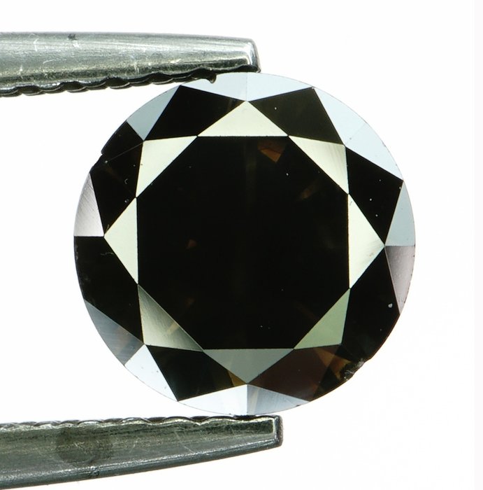 鑽石 - 1.04 ct - 圓形明亮式 - Natural Fancy Black - N/A