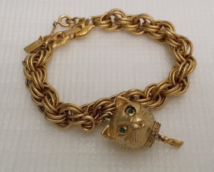 Monet - 18 kt vergoldeter Katzen-Charm mit mehreren Gliedern - Armband