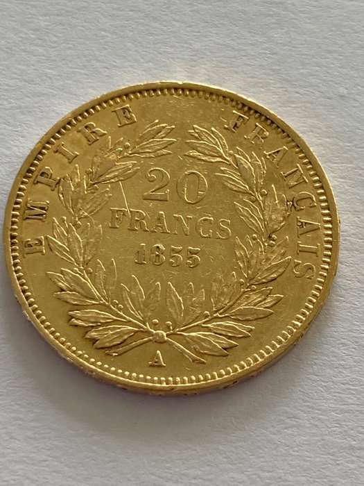 França. Napoleão III (1852-1870). 20 Francs 1855-A, Paris  (Sem preço de reserva)