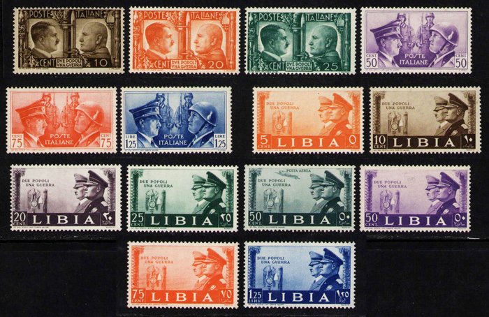 Italia/Libia 1941 - Asse Roma/Berlino, 2 serie, 14 valori.