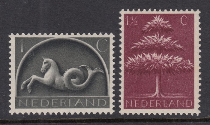 Nederländerna 1943 - Germanska symboler, utan vattenstämpel - NVPH 405a + 406a