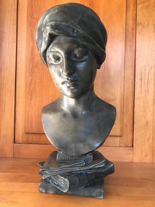 Denys Pierre Puech (1854-1942) - Sculpture, Jeunesse pensive - 45 cm - Régule - 1924