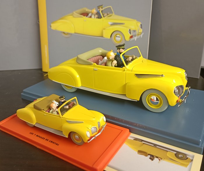 Tintin - 2 modele samochodów - 1/24 + 1/43 - kabriolet kapitana plamiaka - Moulinsart / Hachette / Atlas