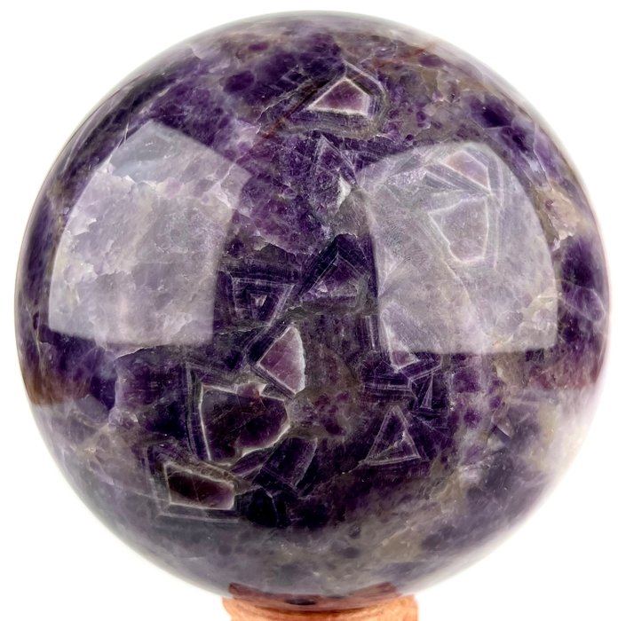 Ametista Grande sfera di ametista Chevron AAA lucida - Altezza: 17.03 cm - Larghezza: 17.03 cm- 6760 g