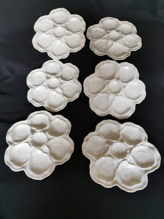 Limoges France - Plats de d'Huîtres et de Crustacés - 6人用餐桌用具 (6) - 瓷, 陶瓷