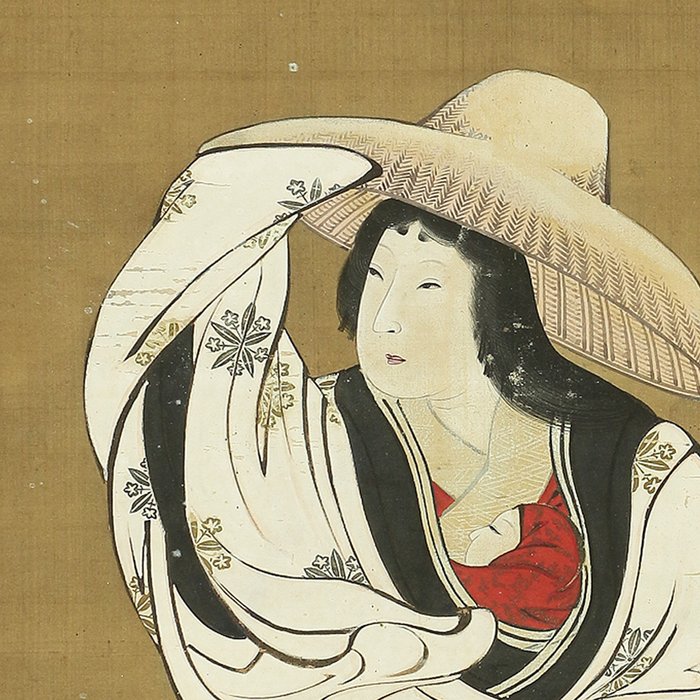 Tokiwa Gozen 常盤御前 with Box - Attributed to Maruyama Okyo 円山応挙 (1733-1795) - Japon - Fin de la période Edo
