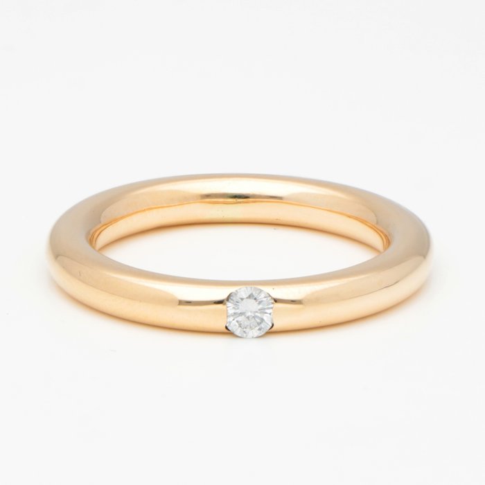 Ring - 14 kt Gult guld -  0.12 tw. Diamant  (Natural) 