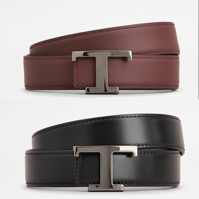 Tod's - Tod’s T Timeless Reversible Belt in Leather new collection - Curea