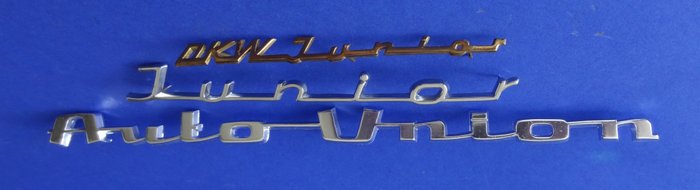 各种 DKW 汽车联盟标志 - DKW - Auto Union - 3 Verschillende DKW Auto Union Emblemen - 1960
