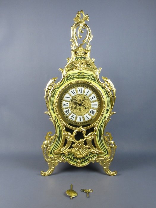 布勒时钟 - Franz Hermle - 拿破仑三世风格 - 木, 玻璃, 黄铜 - 1970-1980