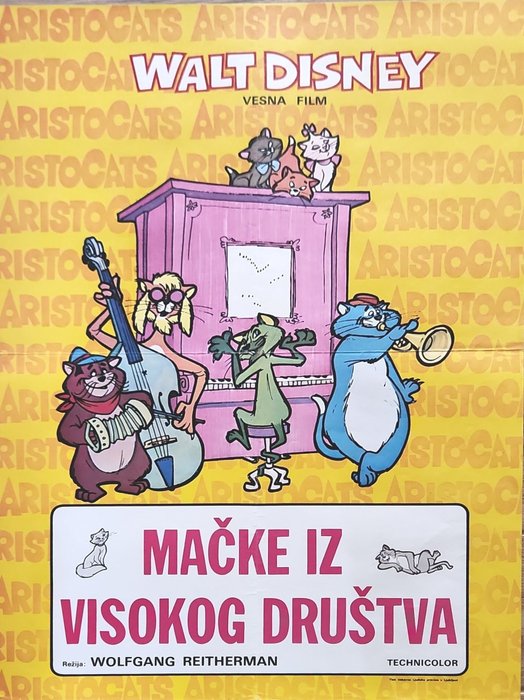  - 海報 The Aristocats 1970 Walt Disney original movie poster.