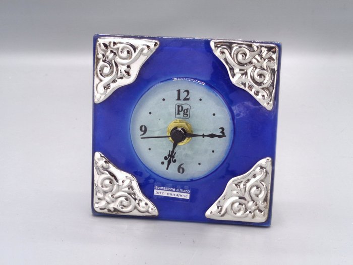 时钟 - 周年纪念时钟 - PG-MIANI Argenteria - .925 银, 和穆拉诺玻璃 - 1980-1990