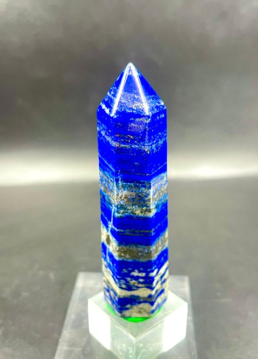 來自阿富汗巴達赫尚的美麗天然藍色青金石手工製作的尖塔。 - 圓形寶石化石 - beautiful natural blue lapis lazuli handmade point tower from Badakhshan Afghanistan. - 4 in - 1 in  (沒有保留價)