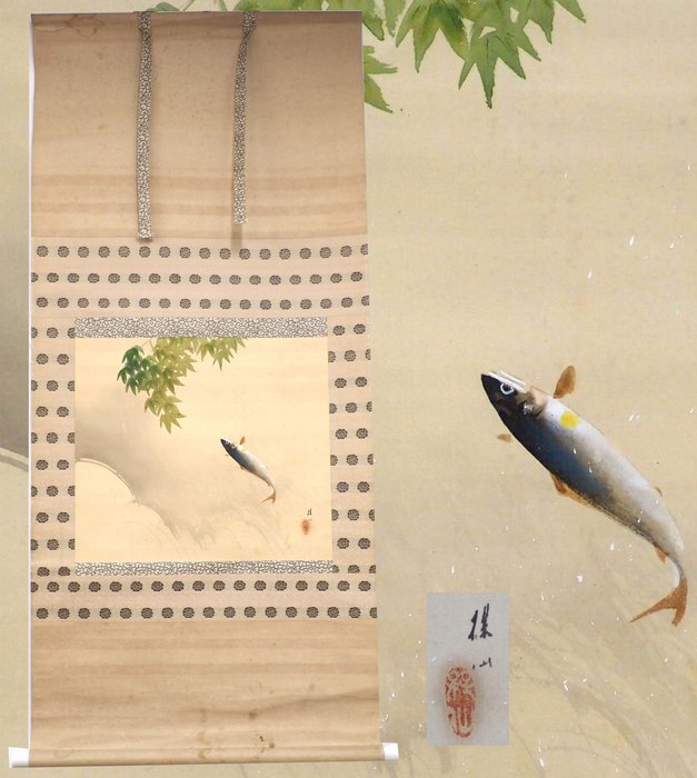 Bird, hanging scroll - Baisen, 梅仙 - Japani  (Ei pohjahintaa)