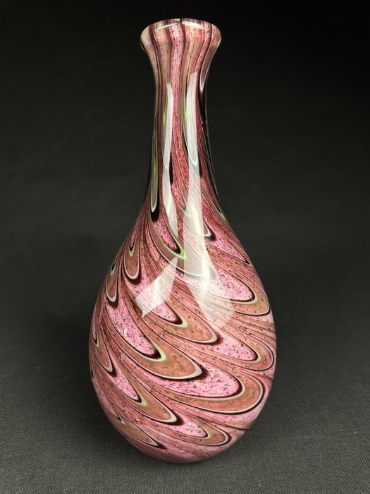 Purple Swirl Tnick Hand Blown Glass Vase - Maljakko  - Lasi