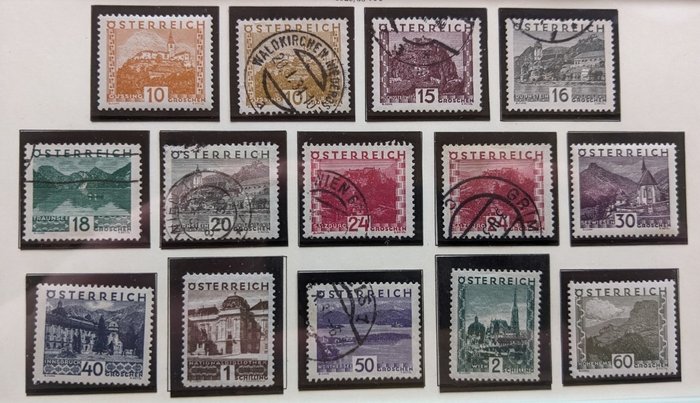 奧地利 1929 - 免費郵票風景 - Michel 498-511