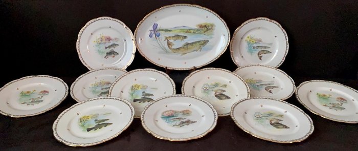 Limoges Authentique - 餐桌用具 (12) - 鱼类服务 - 利摩日瓷器