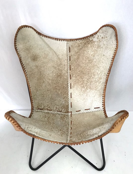 扶手椅子 (1) - 蝴蝶椅 - 皮革, 铁（铸／锻）, 帆布