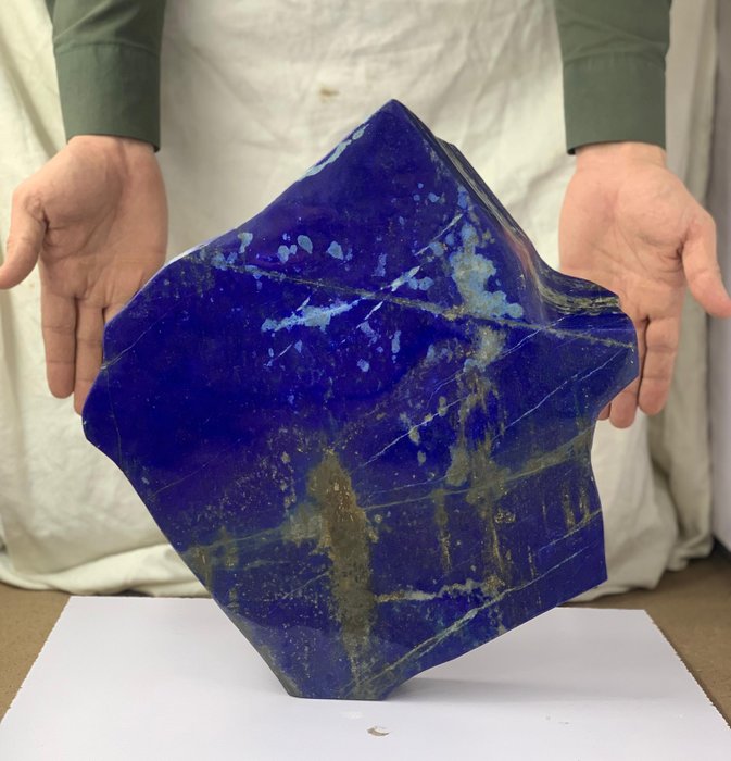 A+ lapis lazuli Z dodatkiem kalcytu i pirytu Dowolna forma - Wysokość: 36 cm - Szerokość: 33.02 cm- 10050 g - (1)