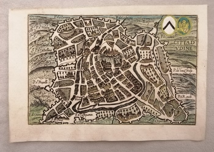 欧洲, 地图 - 意大利/弗留利·威尼斯·朱利亚; Pietro e Francesco Bertelli - Città d'Udine - 1621-1650