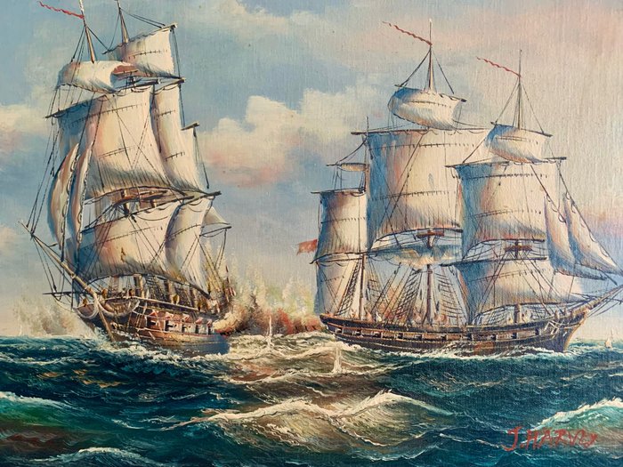 J. Harvey (X) - Galleon ships in battle