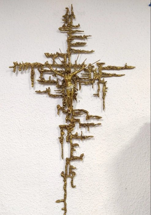 (十字架状)耶稣受难像 - 铜石并用时代 - 镀金青铜 - 1980