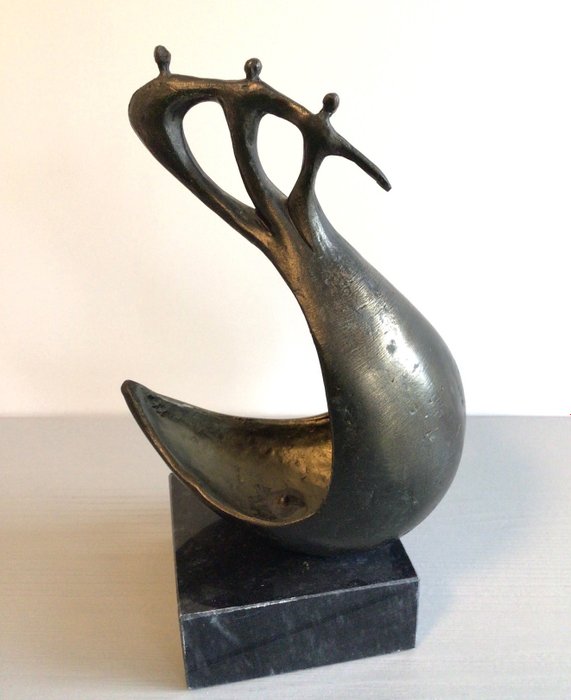 Corry Ammerlaan - Sculpture, “ Samen op de voorste golf “ XL versie - 19 cm - Alloy