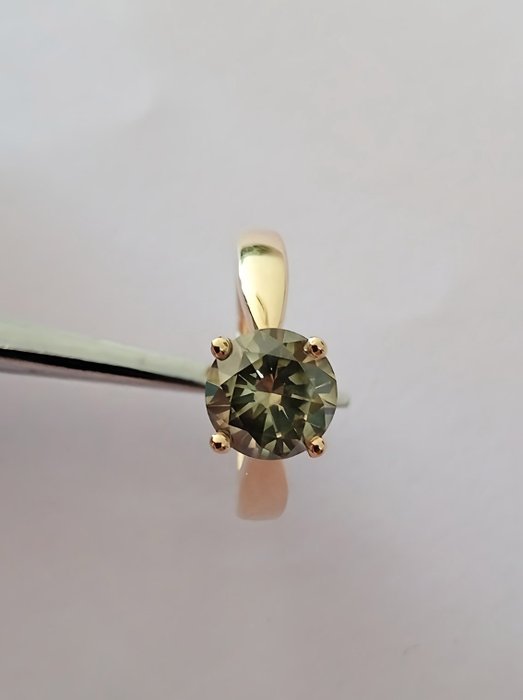 Ohne Mindestpreis - Verlobungsring - 14 kt Gelbgold -  1.51 tw. Grau Diamant  (Natürlich farbig) 
