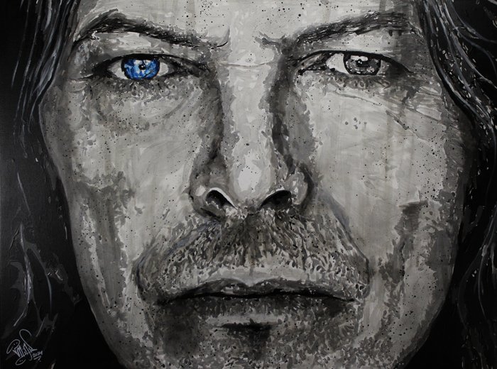 David Bowie - Handpainted and signed painting, produced by the professional Dutch Pop Art Artist - David Bowie portrait