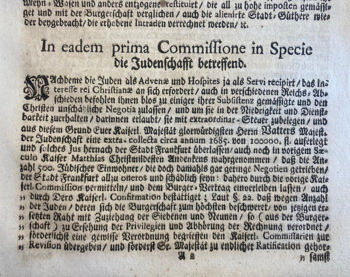 , - Franckfurth - Bitten Einer Impetrantischen Burgerschaft (Antisemitismus) - 1714