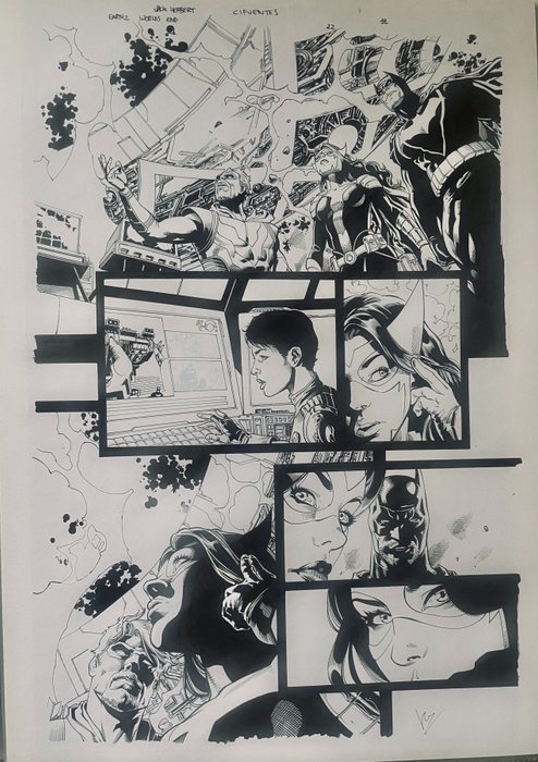 Jack Herbert (Blue Lines) & Vicente Cifuentes (Inker) Original page - Earth 2: World's End - #22, Page 12