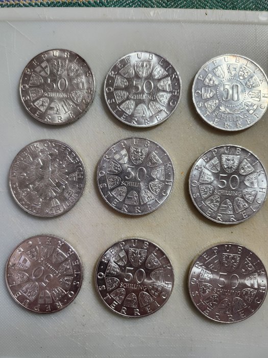 奧地利. Collection of coins incl. Maria Theresia Taler restrike. 1963-1973