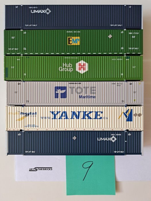 Diverse merken H0 - Tilbehør til modeltog (6) - 6 x 53 fod. containere