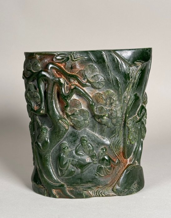 Fine  nephrite Jade brush pot - νεφρίτης - Κίνα - Qing Dynasty (1644-1911)