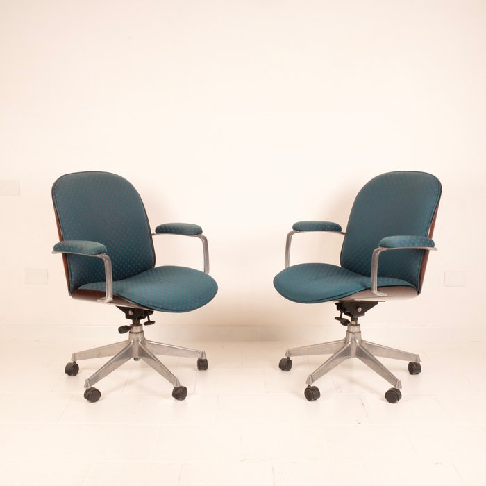 MIM - Ennio Fazioli - 扶手椅子 (2) - 帕里奥利 - 编：8105 - 纺织品, 蔷薇木, 铝