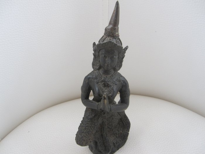 Statuetta, divinité en prière - 20 cm - Bronzo