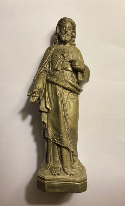 V.M. - 塑像, Statua del Sacro Cuore di Gesù - 15 cm - 锡