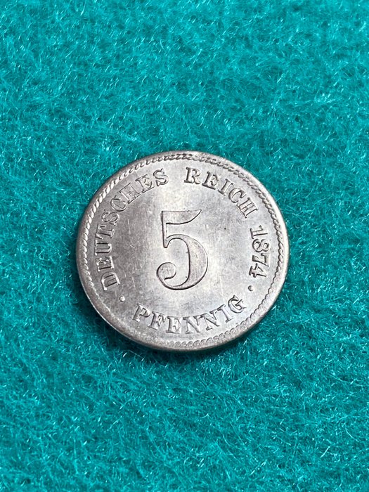 Tyskland, Imperium. 5 Pfennig 1874-E  Erhaltung !!  (Utan reservationspris)