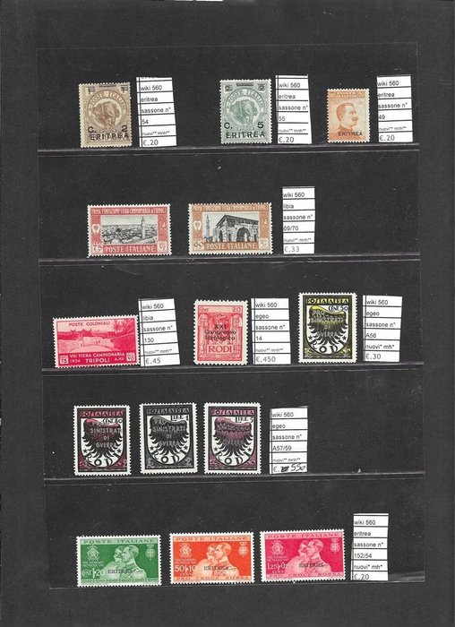 Italy - Colonies (general issues)  - Beautiful selection of colonies MNH** * MH* euro 1286 - sassone