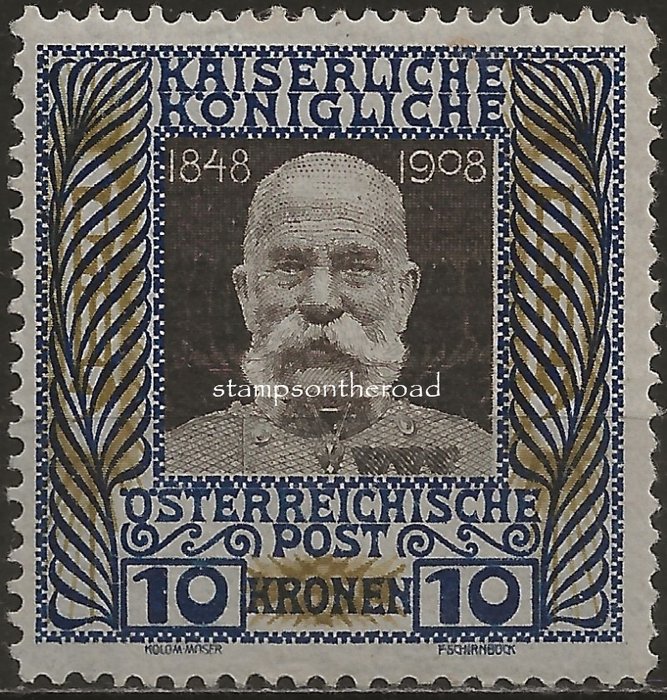 奧地利 1908 - A156wL 帶鉸鏈痕蹟的新印章 */ - Michel nr. 156w - Unificato 117