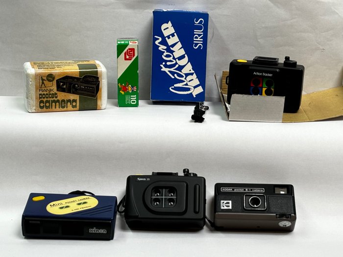 Kodak, Lure Camera Co., Sirius, Kinon , Kodak pocket B-1, Sirius Action Tracker, Sports 35 (Renault), Rank Pocket camera, Kinon K-450 + Cámara analógica