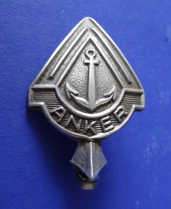 Emblem - Anker Aluminium Spatbord Mascotte 6½ x 4½ x 2 Centimeter - Anker Aluminium Spatbord Mascotte 6½ x 4½ x 2 Centimeter Fiets - Bromfiets - 1950