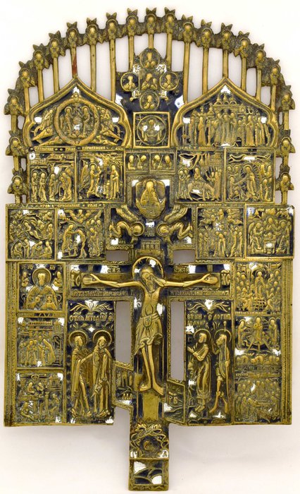 Ikone - Kruzifix mit Festen - Bronze